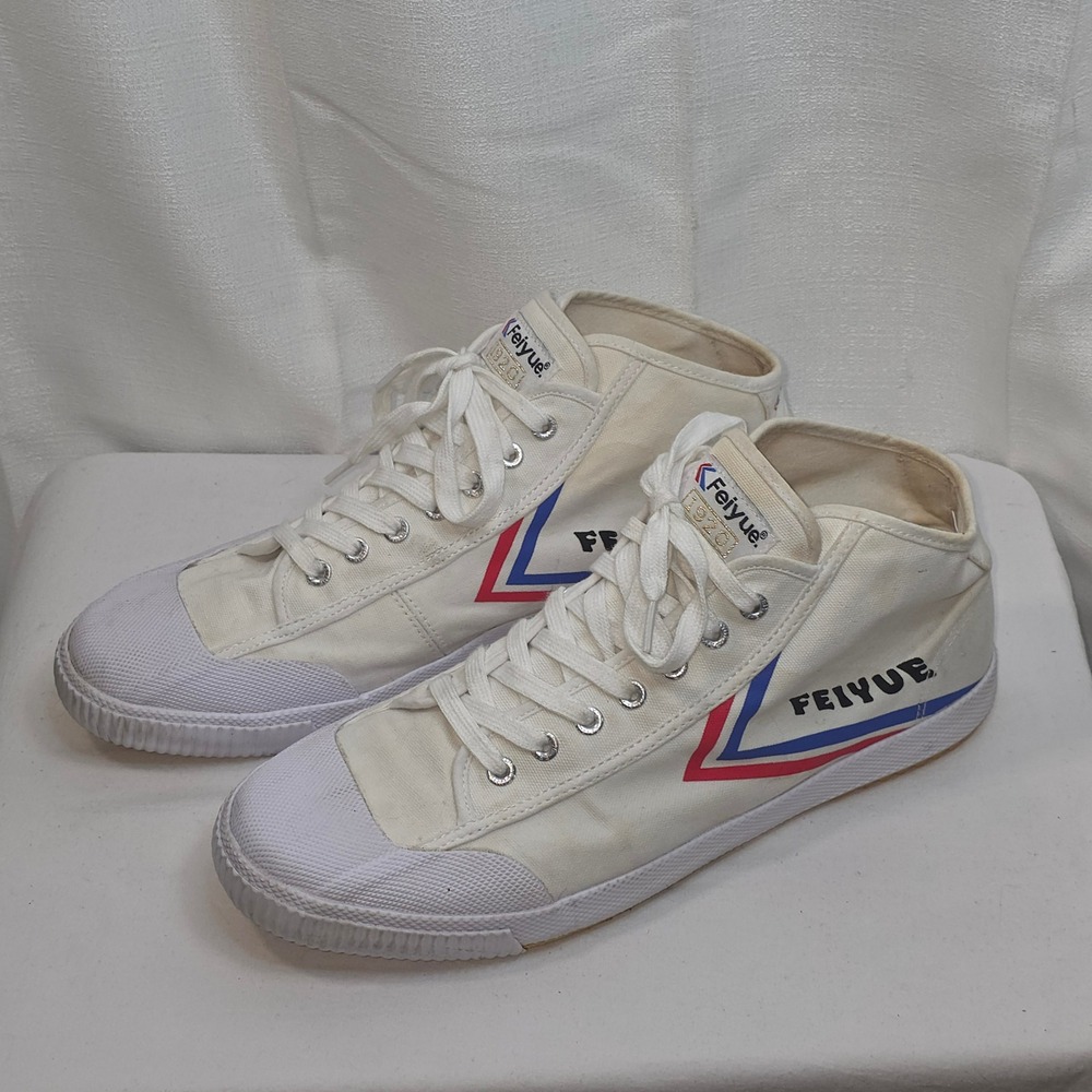 Feiyue 1920 Mid Canvas Sneakers Mens 13 White Red Blue FU100115M Martial Arts